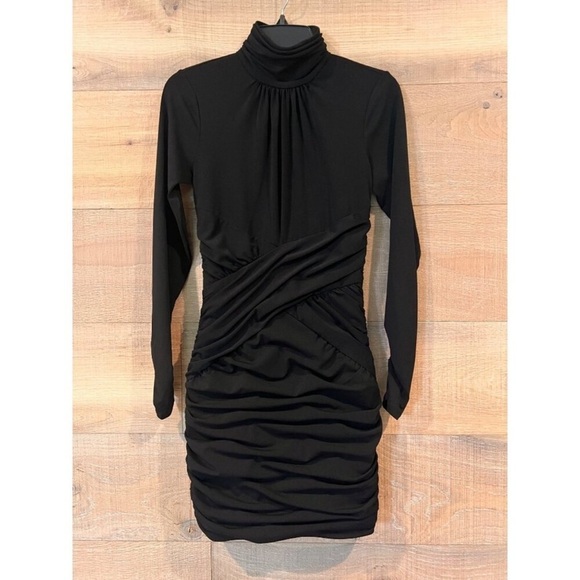 Cinq a Sept Amar Ruched Mini Black Dress - Picture 5 of 8